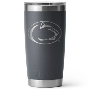 Yeti Rambler 20oz charcoal tumbler with Penn State Athletic Logo